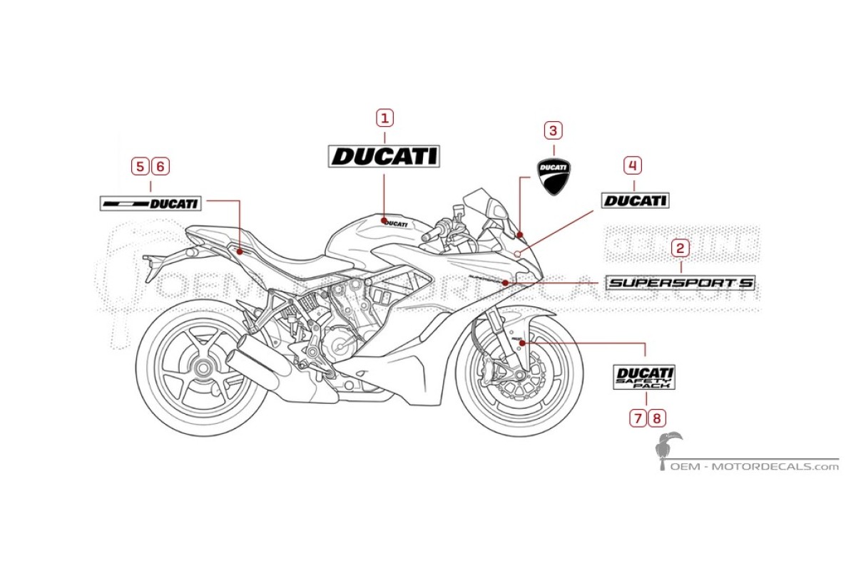 Decals for Ducati SUPERSPORT 939 S 2019 • Ducati OEM Decals