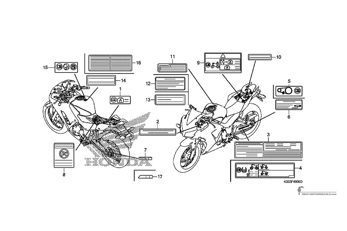 Autocollants pour Honda CBR300R - Caution labels • Honda Autocollants OEM