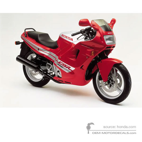 Autocollants pour Honda CBR600F HURRICANE 1988 - Rouge • Honda Autocollants OEM