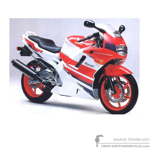 Autocollants pour Honda CBR600F HURRICANE 1992 - Blanc • Honda Autocollants OEM