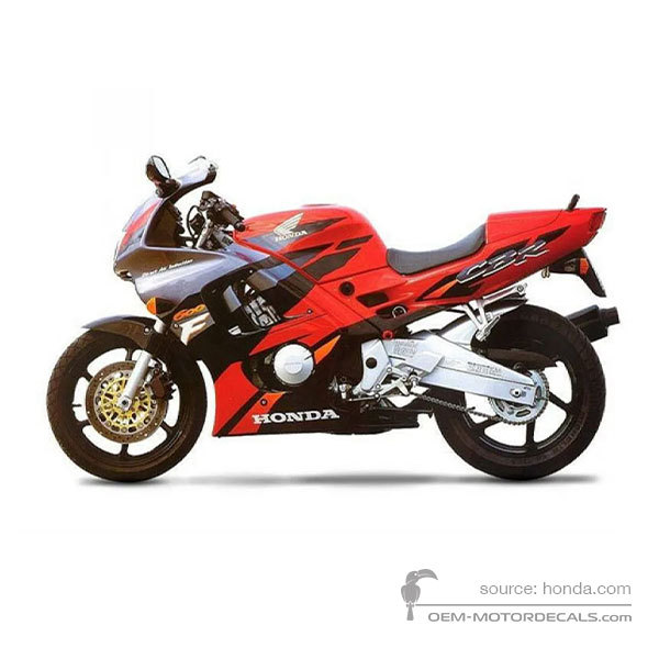 Autocollants pour Honda CBR600F HURRICANE 1995 - Rouge • Honda Autocollants OEM