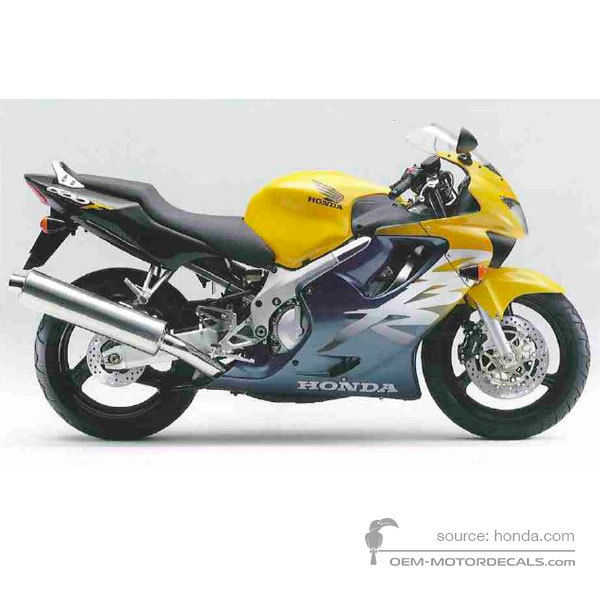 Naklejki do Honda CBR600F HURRICANE 1999 - Żółty • Honda Naklejki OEM