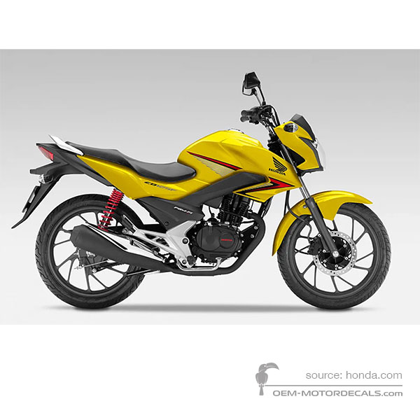 Decals for Honda CB125F 2017 - Yellow • Honda OEM Decals