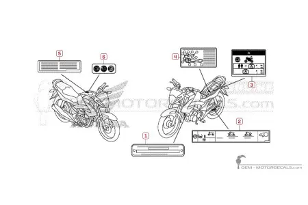 CB125F Waarschuwingslabels
