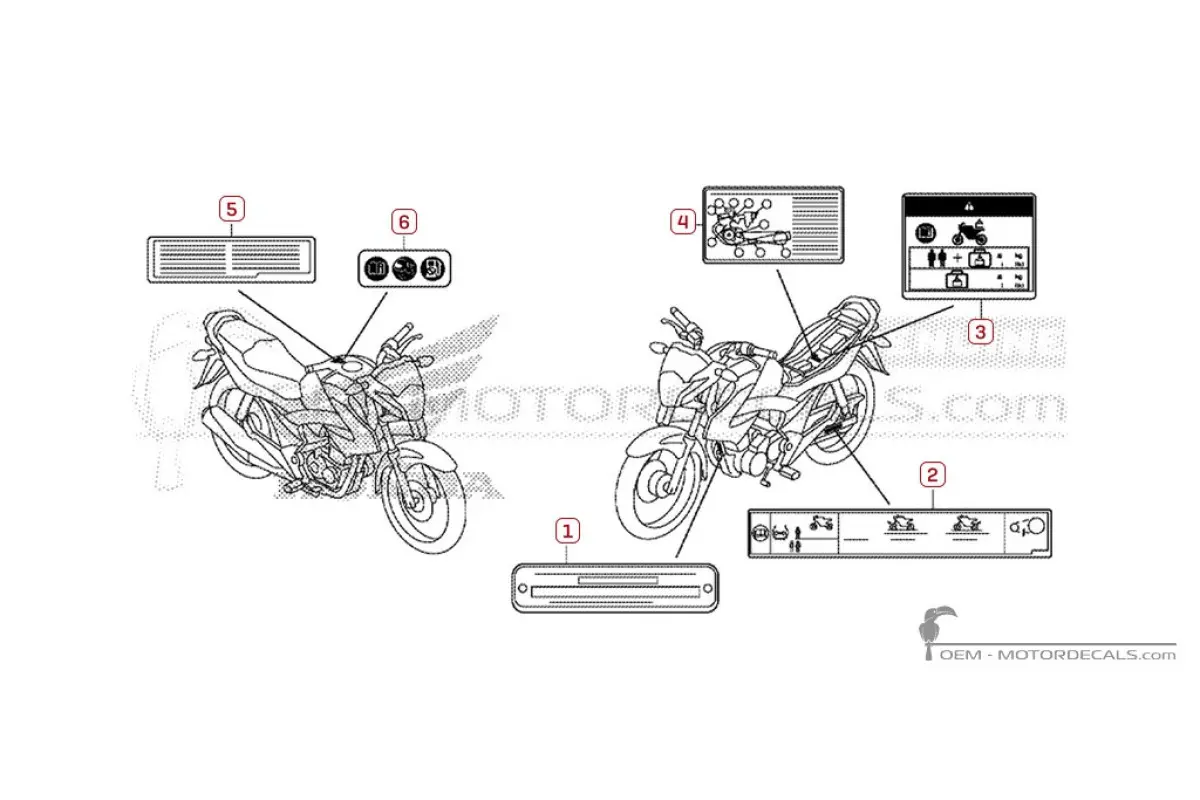 Waarschuwingslabels voor CB125F 2019 • Honda OEM Stickers