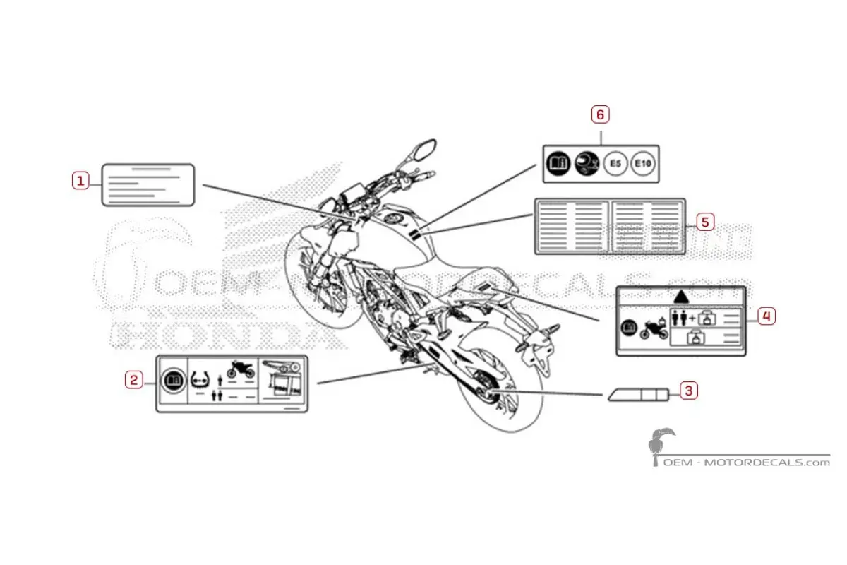 Etiquetas de precaución para CB125F 2023 • Honda Pegatinas OEM