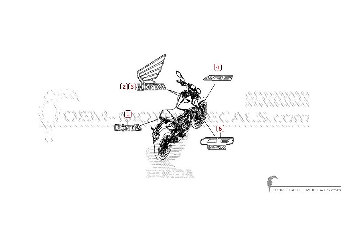 Autocollants pour Honda CB125R 2018 • Honda Autocollants OEM