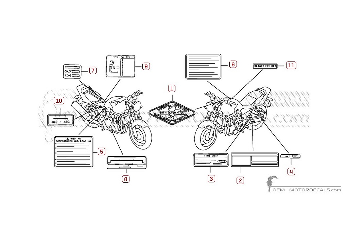 Adesivi per Etichette di avvertenza • Honda Adesivi OEM