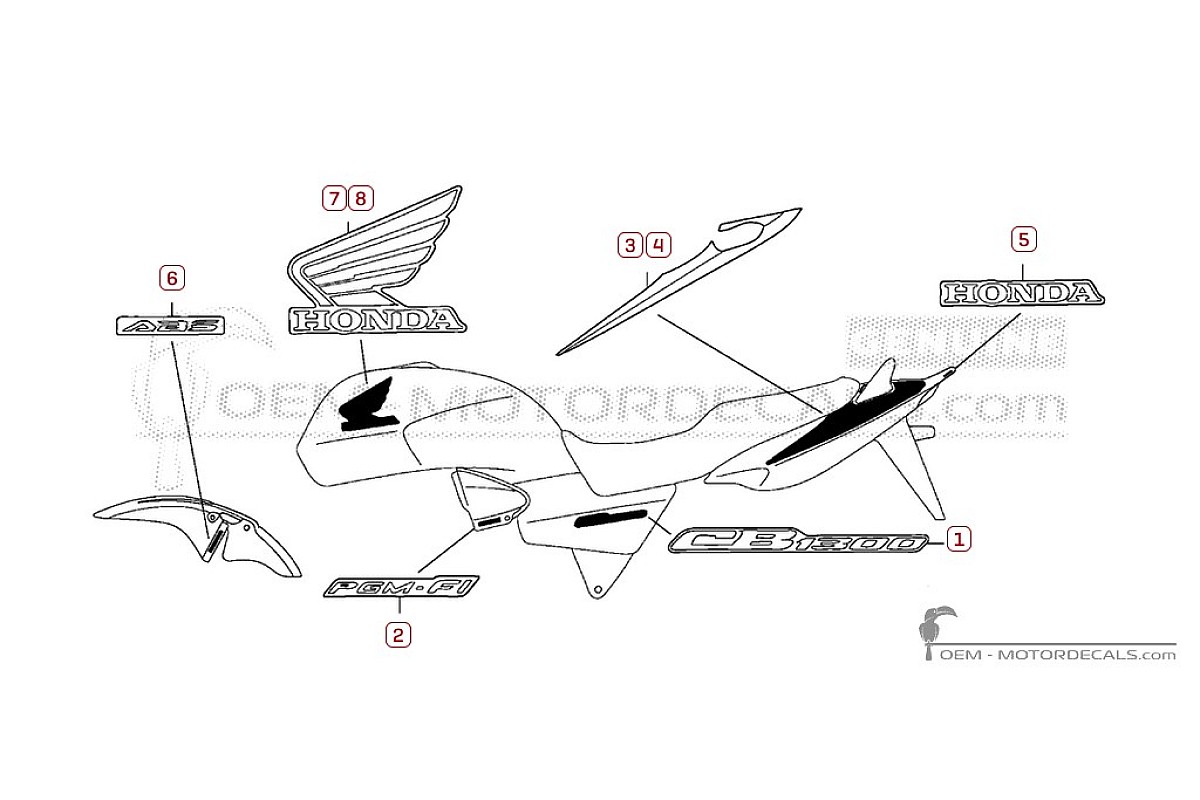 Adesivi per Honda CB1300 2007 • Honda Adesivi OEM