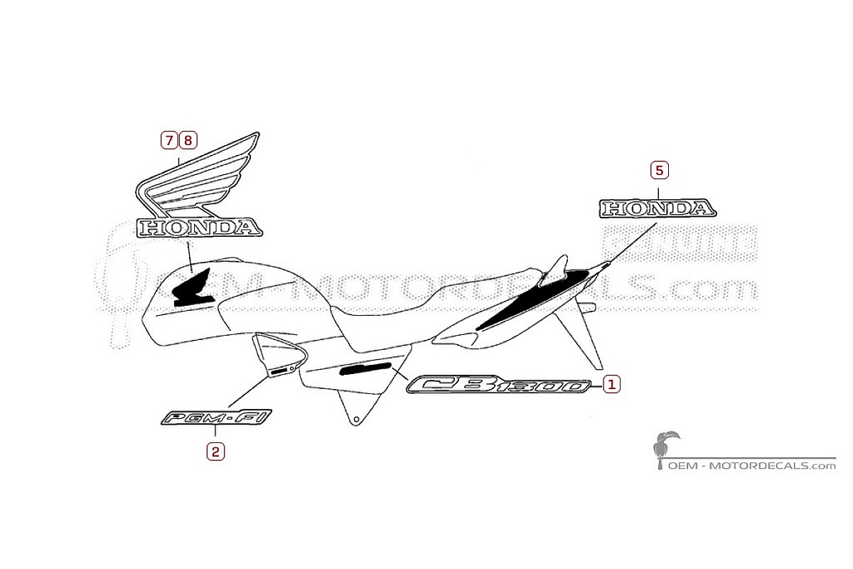 Adesivi per Honda CB1300 2007 • Honda Adesivi OEM