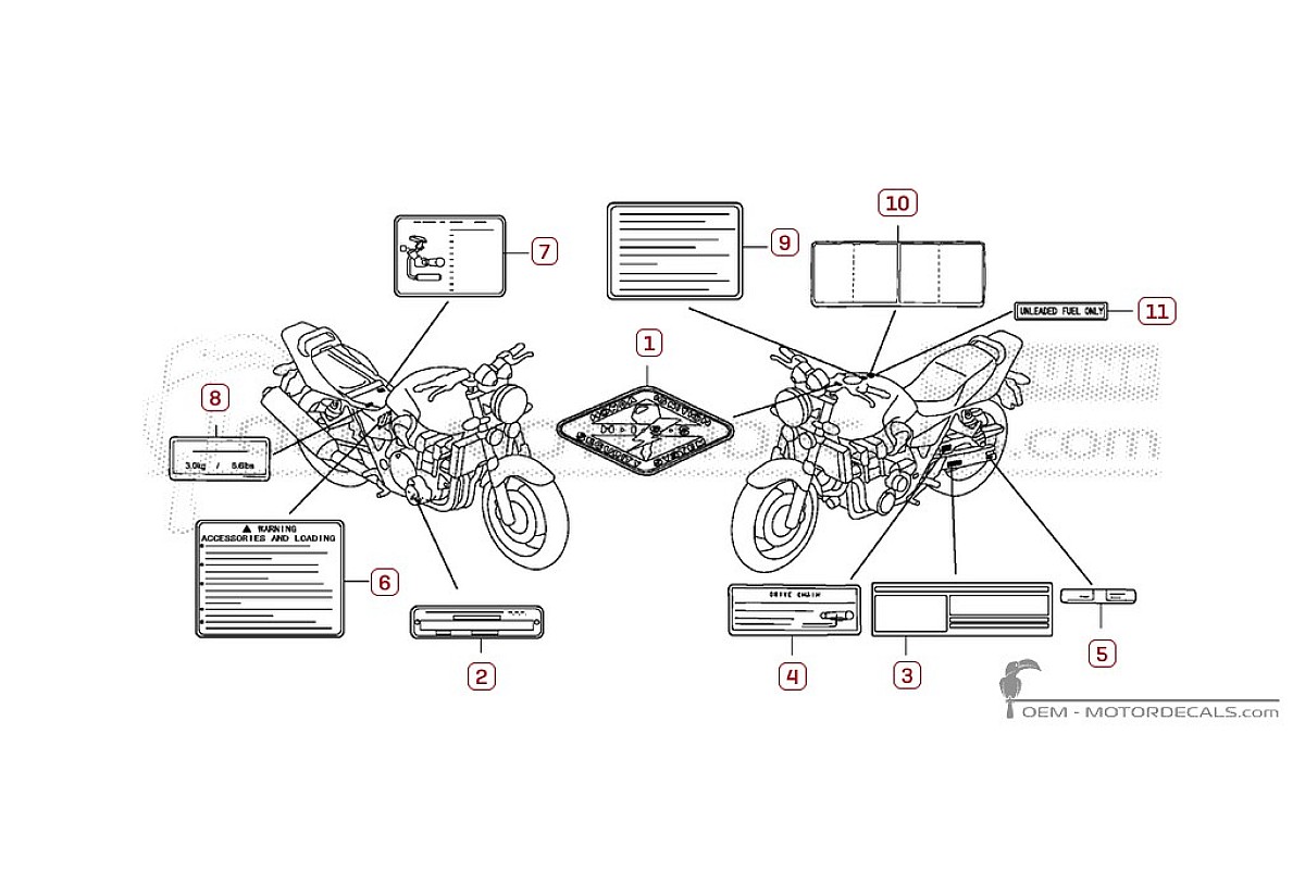 Adesivi per Etichette di avvertenza • Honda Adesivi OEM