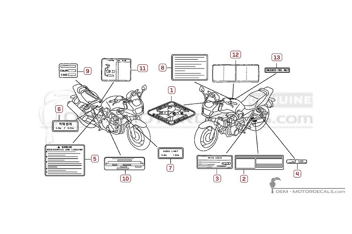 Naklejki do Naklejki ostrzegawcze • Honda Naklejki OEM