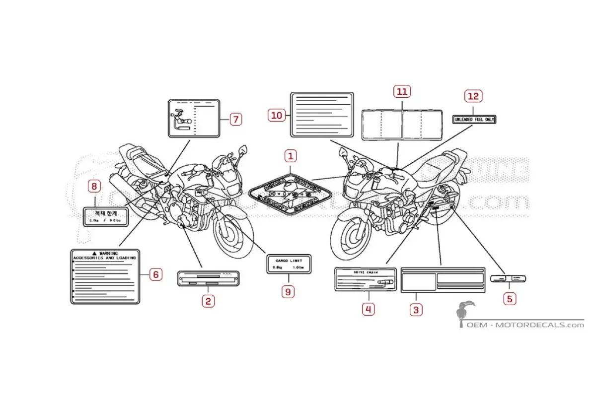 Etiquetas de precaución para CB1300S 2008 • Honda Pegatinas OEM