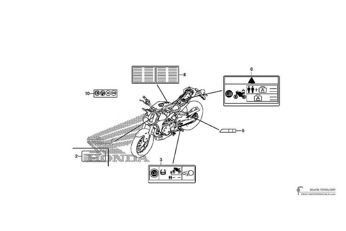 Aufkleber für Honda CB300R 2018 - Vorsichtsetiketten • Honda OEM-Aufkleber