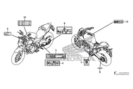 Honda CB500F - Caution labels