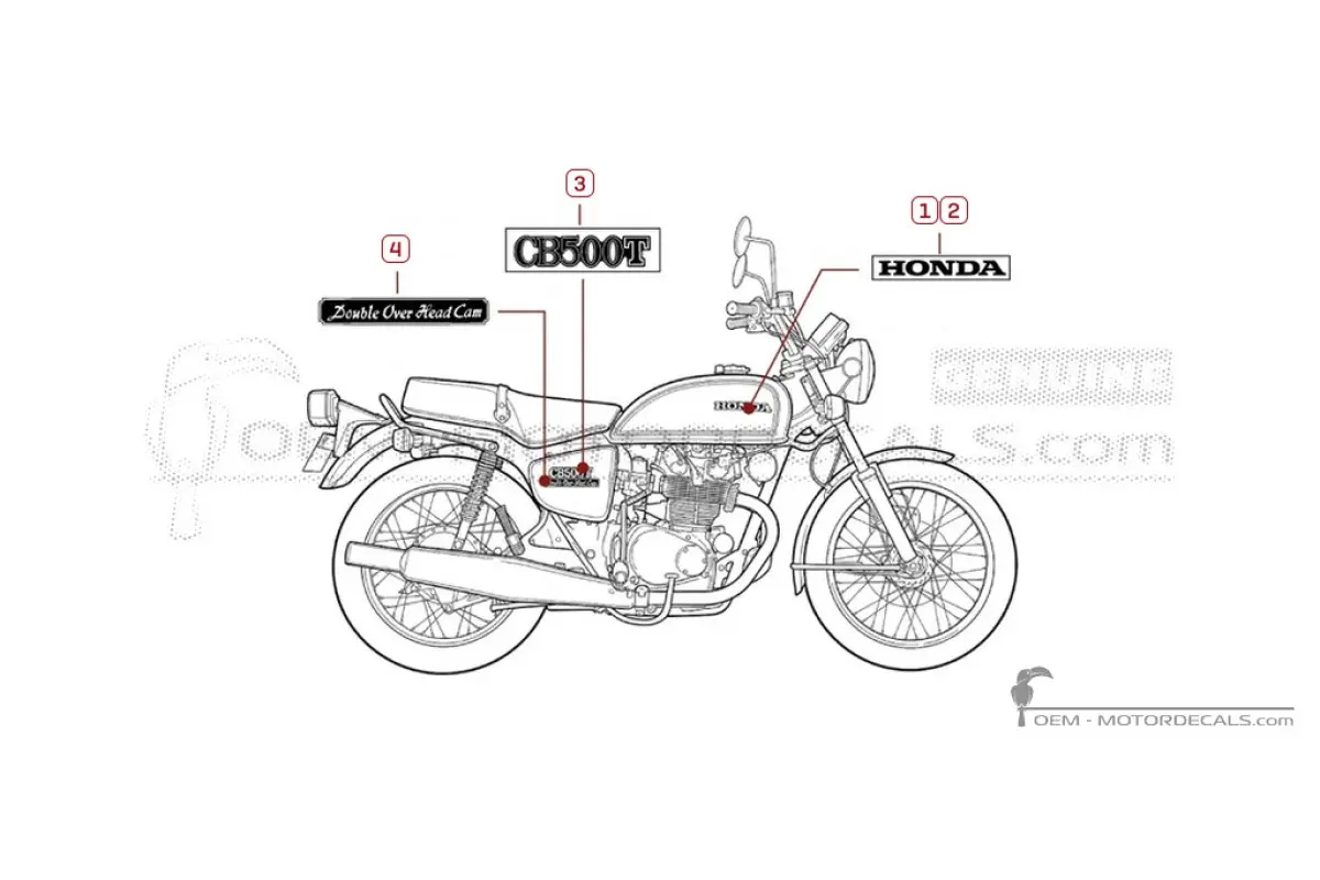 Decals for Honda CB500T 1975 • Honda OEM Decals