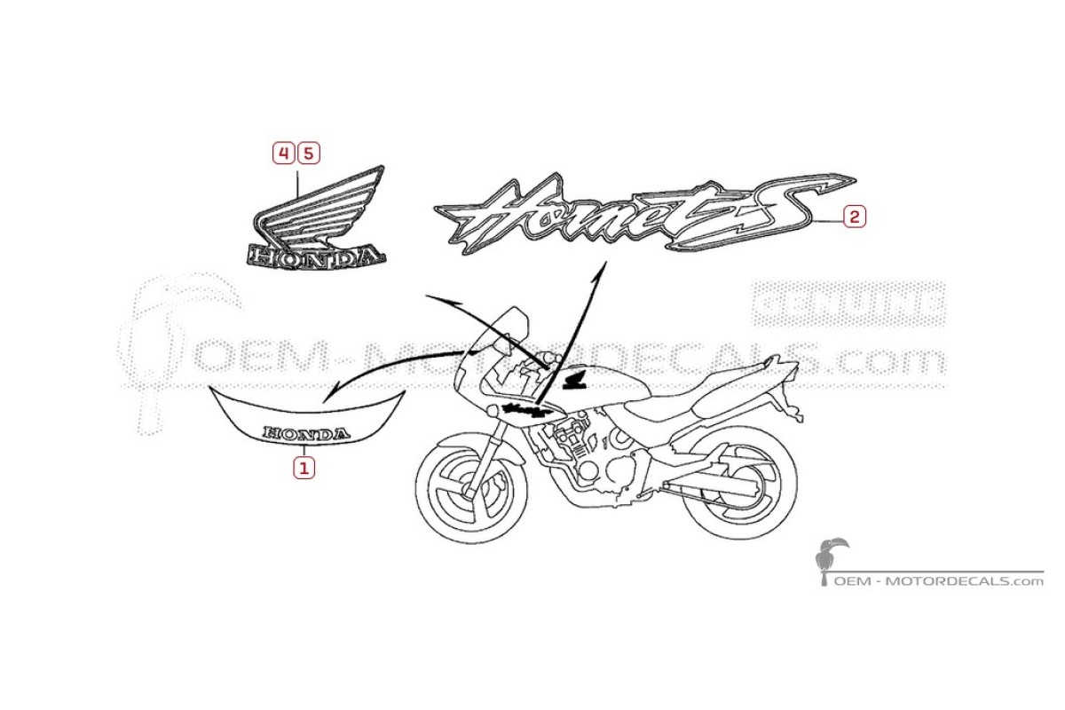 Autocollants pour Honda CB600F HORNET S 2001 • Honda Autocollants OEM