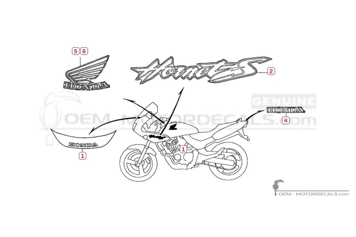 Autocollants pour Honda CB600F HORNET S 2002 • Honda Autocollants OEM