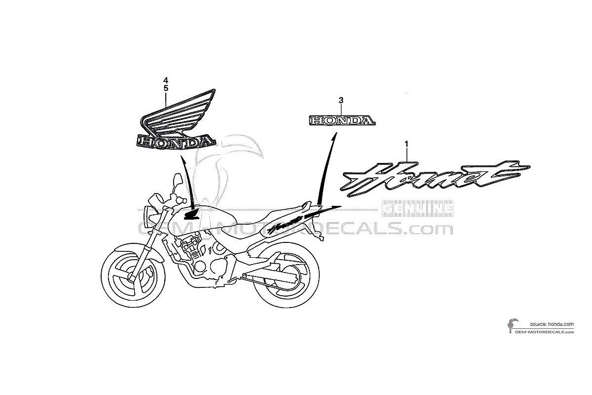 Autocollants pour Honda CB600F HORNET 2002 - Jaune • Honda Autocollants OEM