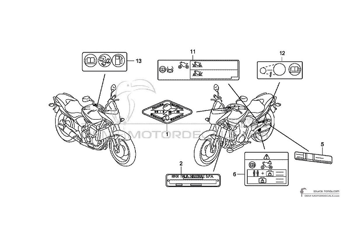 Aufkleber für Honda CB600F HORNET - Vorsichtsetiketten • Honda OEM-Aufkleber