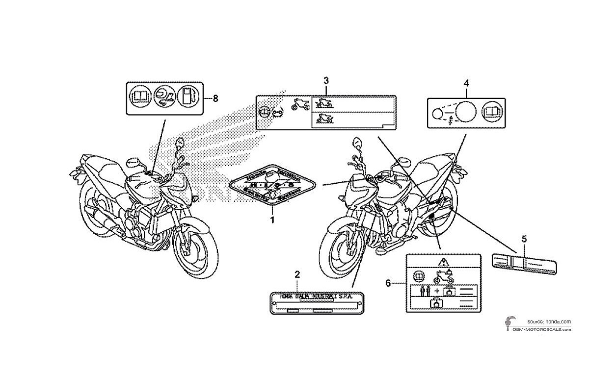 Pegatinas para Honda CB600F HORNET - Etiquetas de precaución • Honda Pegatinas OEM