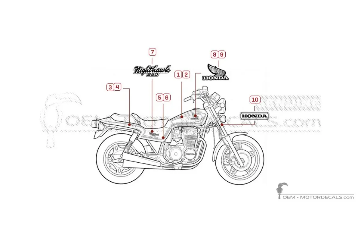 Decals for Honda CB650 NIGHTHAWK 1982 • Honda OEM Decals