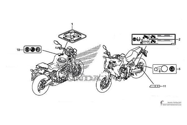 Honda CB650F - Étiquettes de mise en garde
