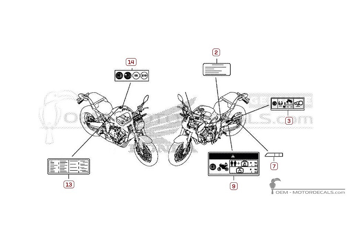 Autocollants pour Étiquettes d'avertissement • Honda Autocollants OEM