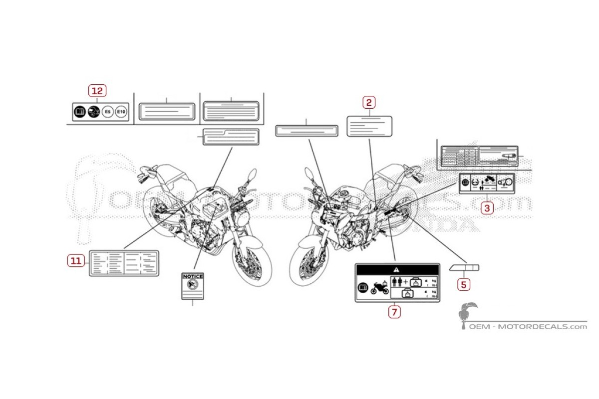 Decals for Caution labels • Honda OEM Decals