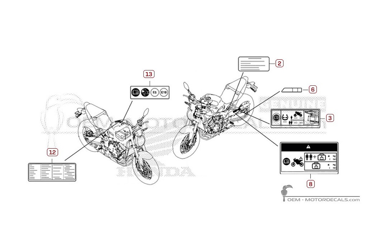 Pegatinas para Etiquetas de precaución • Honda Pegatinas OEM
