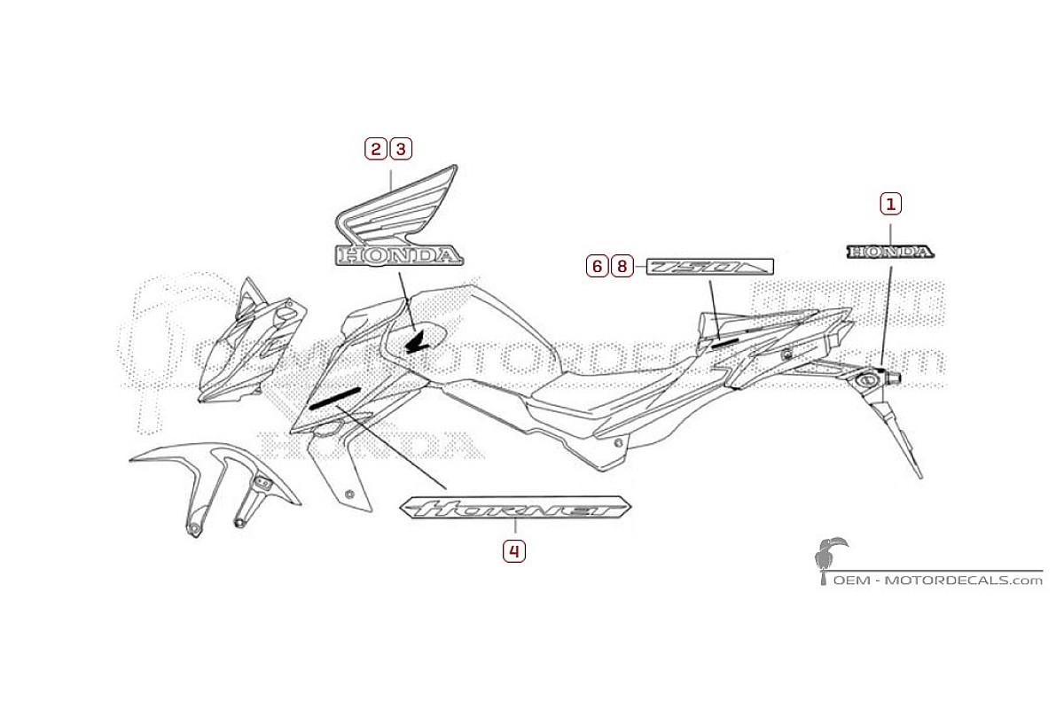 Naklejki do Honda CB750 HORNET 2025 • Honda Naklejki OEM