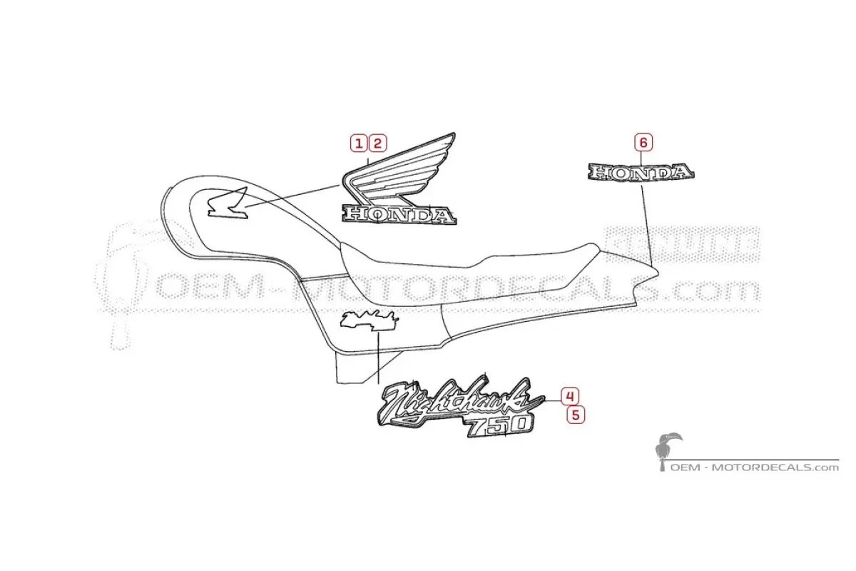 Decals for Honda CB750 NIGHTHAWK 1995 • Honda OEM Decals