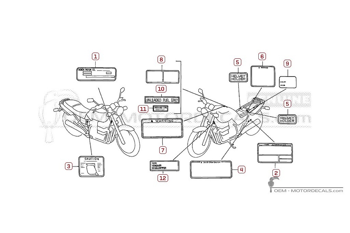 Stickers voor Waarschuwingslabels • Honda OEM Stickers