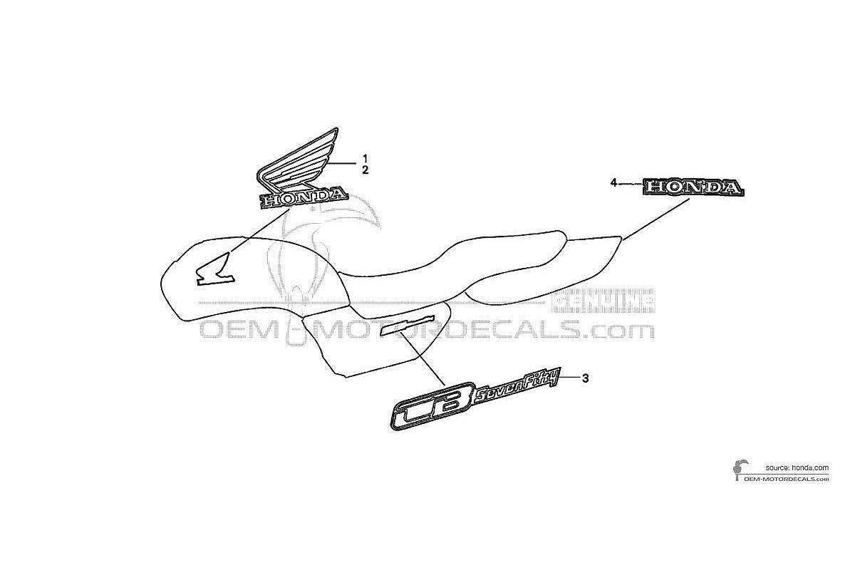 Pegatinas para Honda CB750 SEVENFIFTY 1996 - Negro • Honda Pegatinas OEM