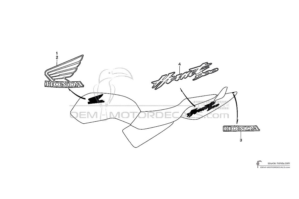 Decals for Honda CB900F HORNET 2007 - Graphite • Honda OEM Decals