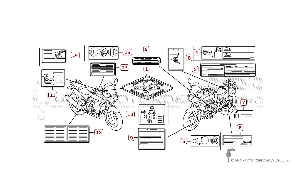 Autocollants pour Étiquettes d'avertissement • Honda Autocollants OEM