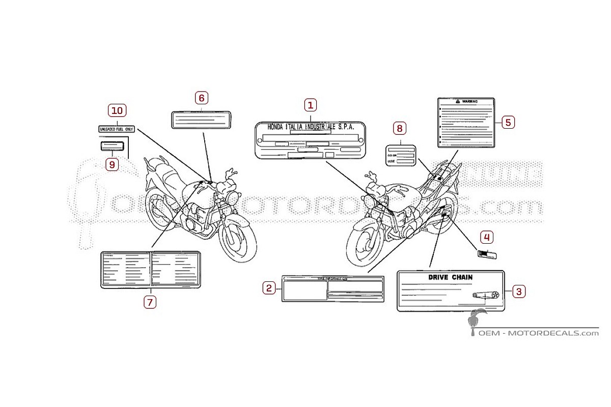 Stickers voor Waarschuwingslabels • Honda OEM Stickers