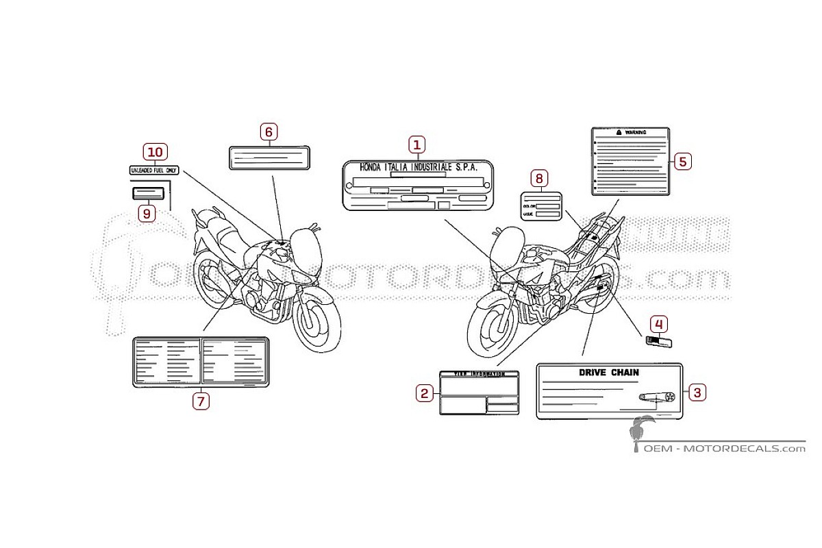 Aufkleber für Warnhinweise • Honda OEM-Aufkleber