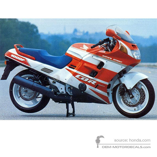 Decals for Honda CBR1000F 1991 - White • Honda OEM Decals