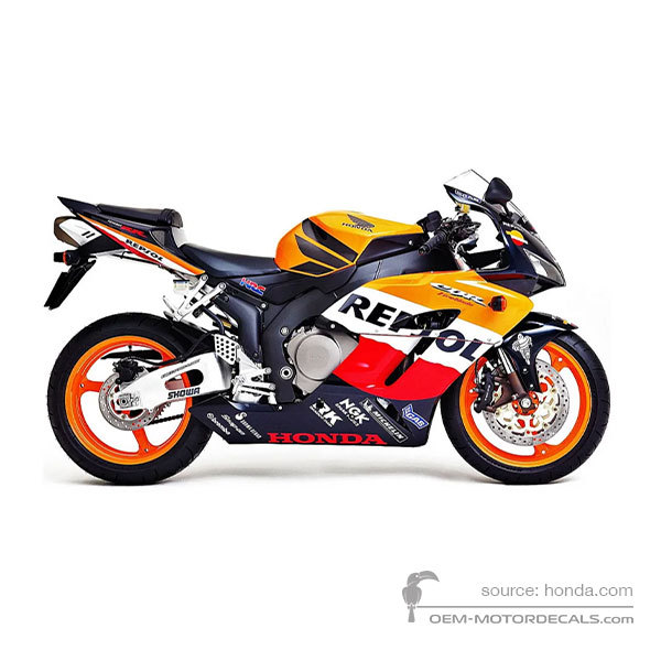 Aufkleber für Honda CBR1000RR FIREBLADE 2005 - Orange • Honda OEM-Aufkleber