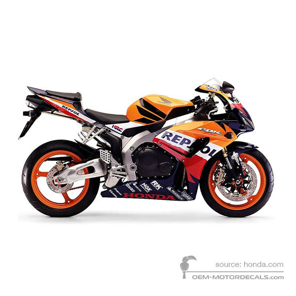 Stickers voor Honda CBR1000RR FIREBLADE 2007 - Oranje • Honda OEM Stickers