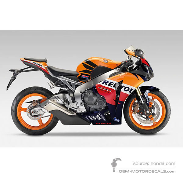 Decals for Honda CBR1000RR FIREBLADE 2009 - Orange • Honda OEM Decals