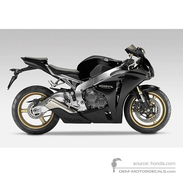 Aufkleber für HONDA CBR1000RR FIREBLADE 2010 - Schwarz • Honda OEM-Aufkleber