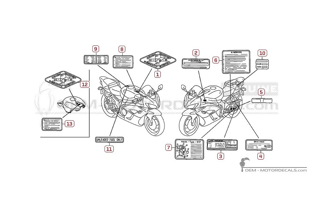 Decals for Caution labels • Honda OEM Decals