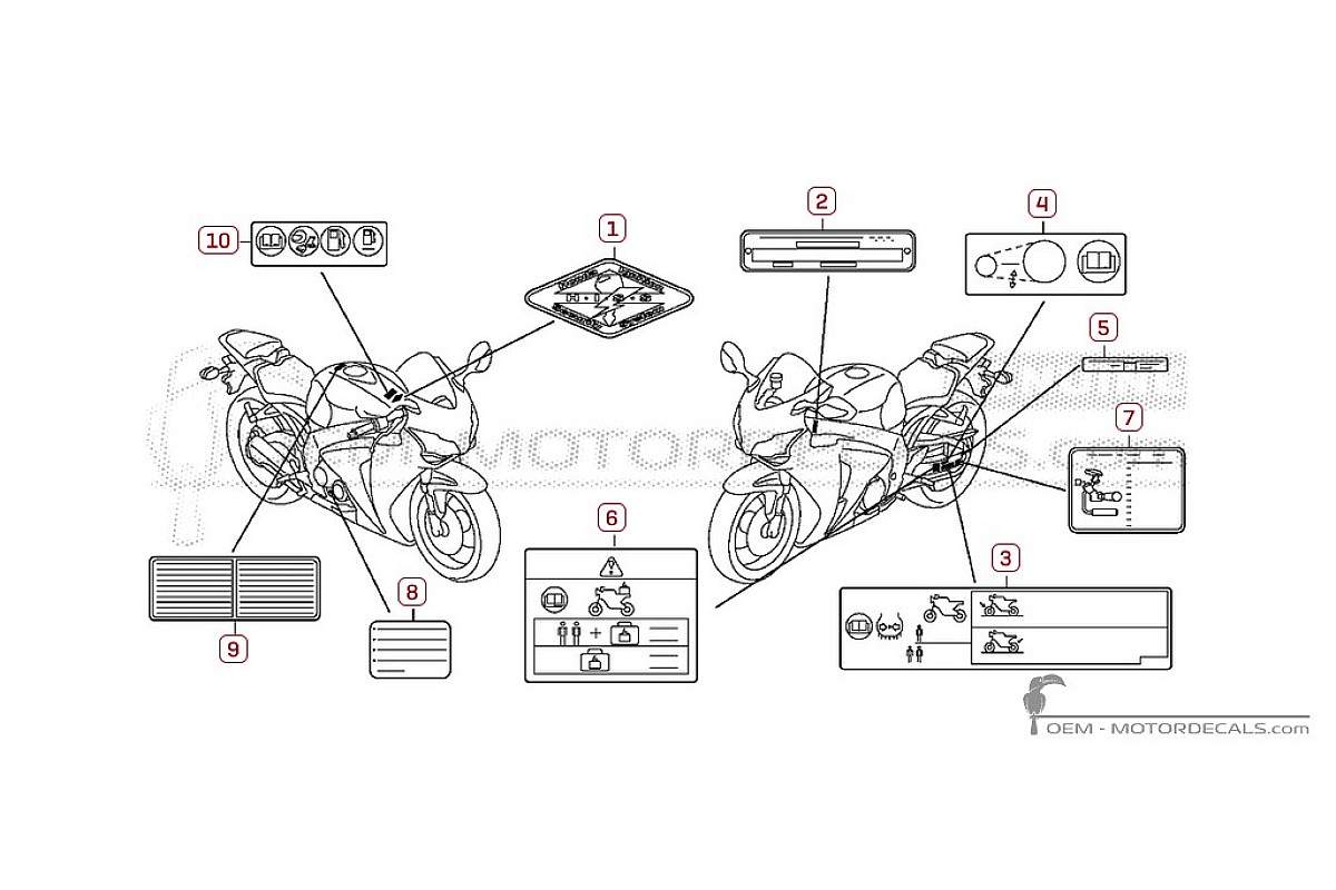 Stickers voor Waarschuwingslabels • Honda OEM Stickers
