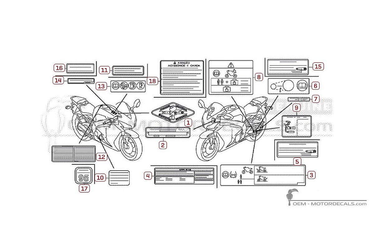 Aufkleber für Warnhinweise • Honda OEM-Aufkleber