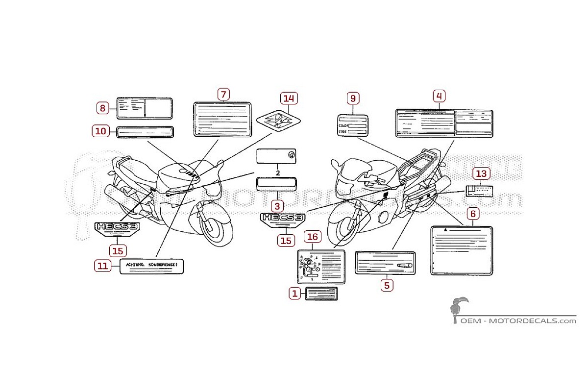 Autocollants pour Étiquettes d'avertissement • Honda Autocollants OEM