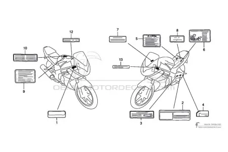 Honda CBR125R - Etykiety ostrzegawcze