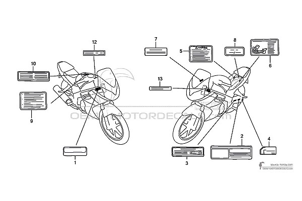 Honda CBR125R - Vorsichtsetiketten