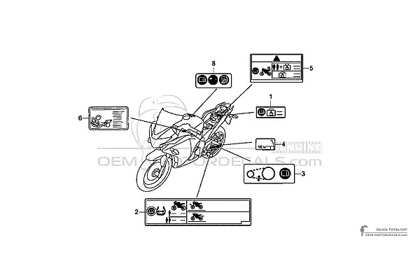 Honda CBR125R - Étiquettes de mise en garde